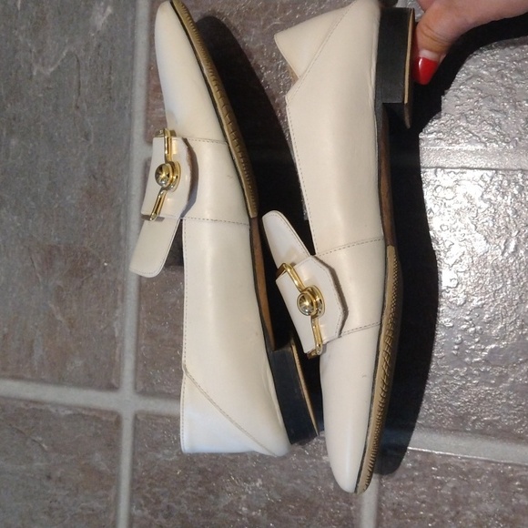 Bally white cream gold buckle hardware loafer size 36.5 - Picture 5 of 11